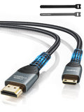 Mini HDMI to HDMI Cable 10FT, High Speed 4K X 2K 60Hz Male to Male 4K HDMI Adapter, & Cable Tie, Compatible with Camera, Camcorder, Laptop, HDTV, Raspberry Pi Zero W