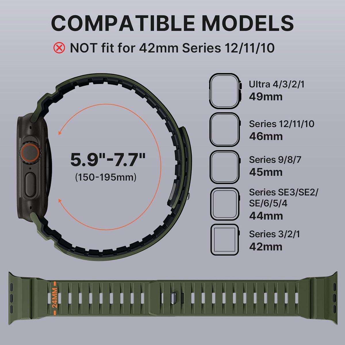 Compatible with Apple Watch Band 49Mm 46Mm 45Mm 44Mm 42Mm