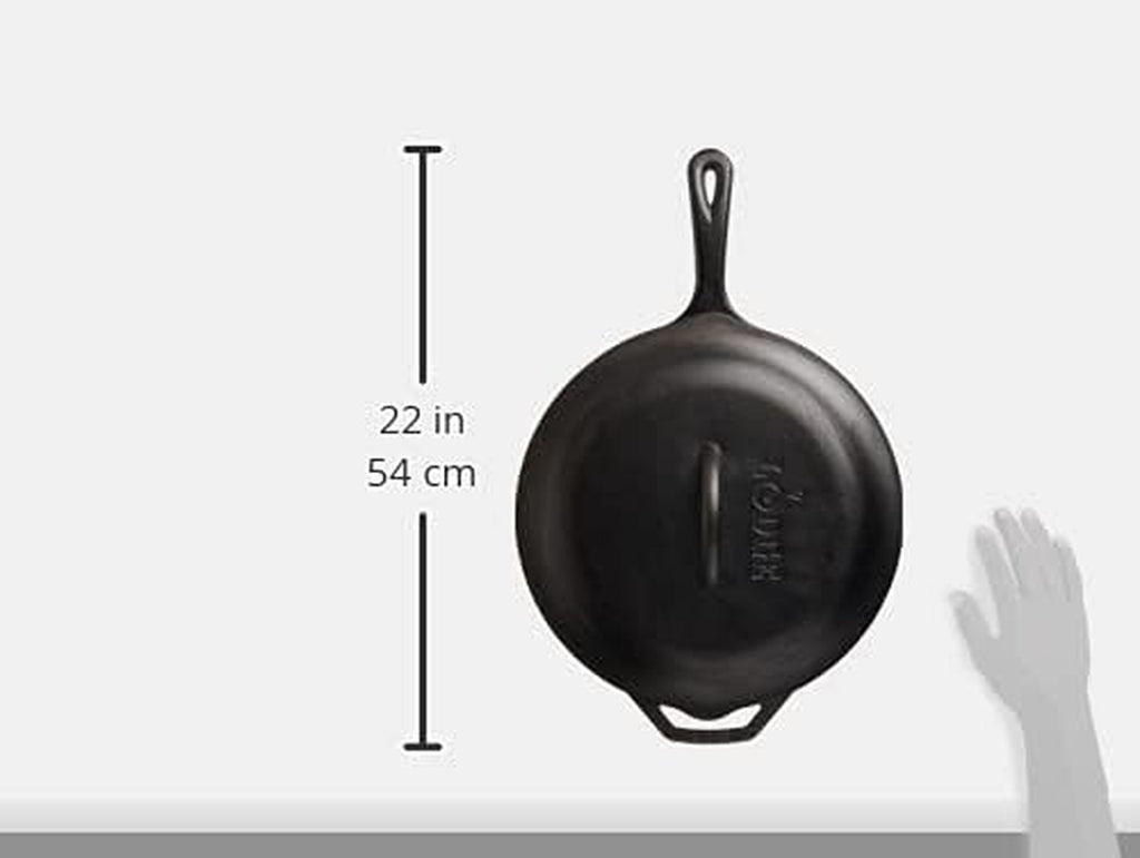 Cast Iron Covered Deep Skillet - Pre-Seasoned Deep Cast Iron Skillet with Lid - Heavy-Duty Family Size Frying Pan for Braising, Sautéing, Grilling & Everyday Cooking - 5 Quart