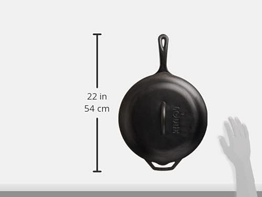Cast Iron Covered Deep Skillet - Pre-Seasoned Deep Cast Iron Skillet with Lid - Heavy-Duty Family Size Frying Pan for Braising, Sautéing, Grilling & Everyday Cooking - 5 Quart