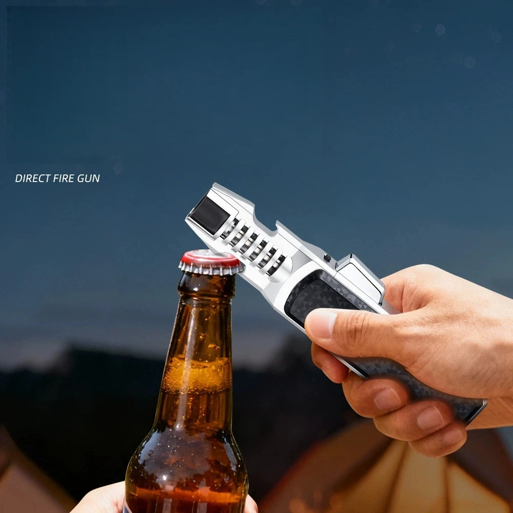 JOBON 1300 ° Large Flame Spray Gun Lighter Windproof Direct Spray Flame Outdoor Kitchen Cigar with Bottle Opener Lighter