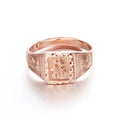 585 purple gold plated 14K rose gold square blessing word men wedding ring fashion Chinese style classic banquet jewelry