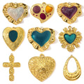 3Pcs/Lot Stainless Steel Heart Cross Charms Enamel Pendants For DIY Making Necklace Earrings Jewelry Accessory Wholesale