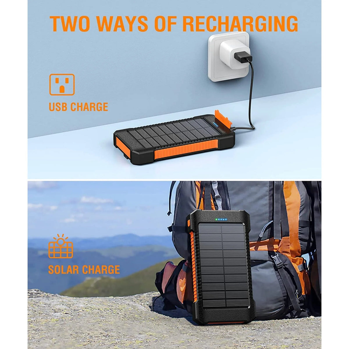 26800Mah Solar Power Bank, USB Portable Solar Charger Compatible for Iphone, Android Phone