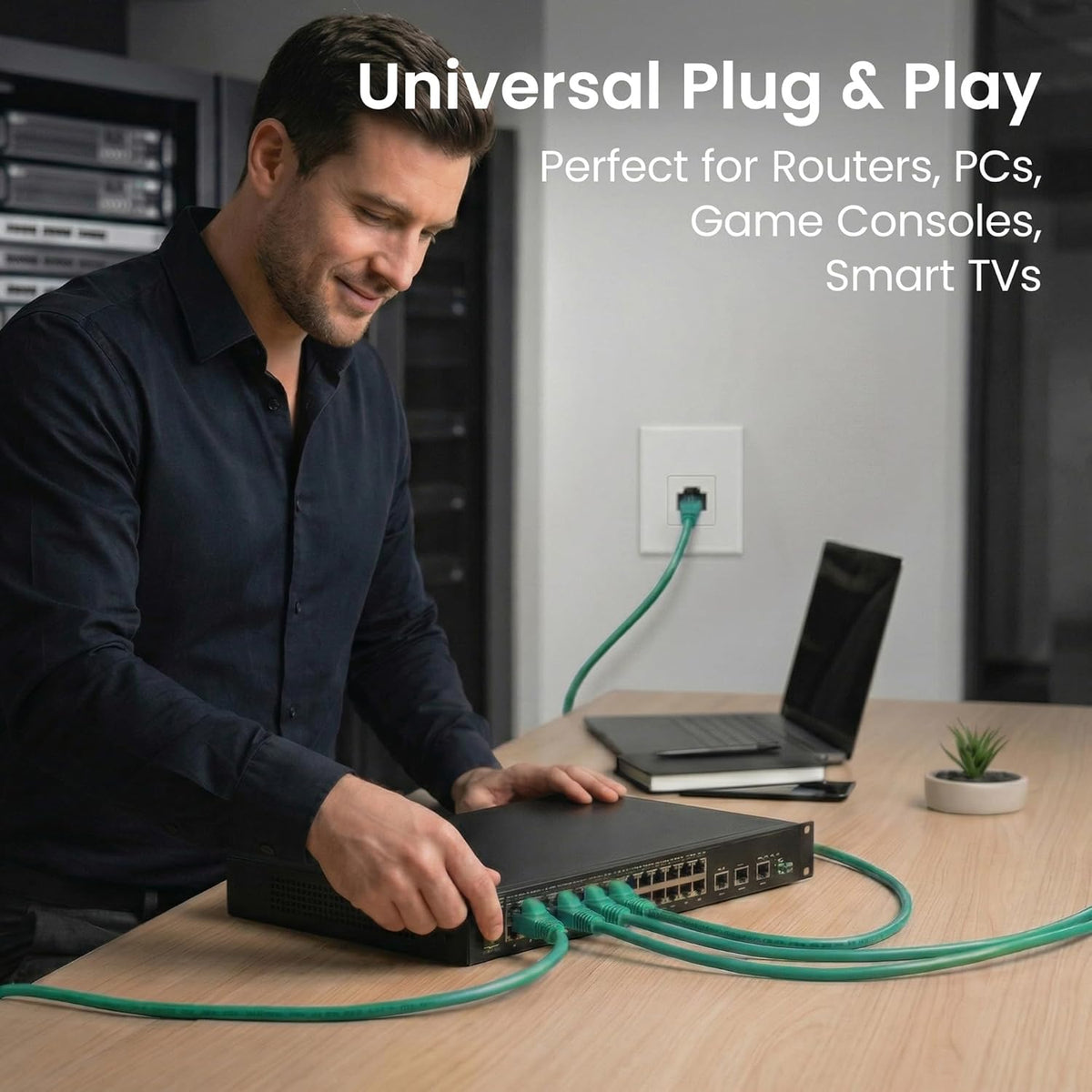 Cat 6 Ethernet Patch Cable 10 Ft Green (10 Pack) Cat6 Patch Cables 10Ft Green/Ethernet Patch Cable, 10Gbps 550Mhz 24AWG Pure Copper, Snagless, Gold Plated RJ45 for Router, Server, Router, PC