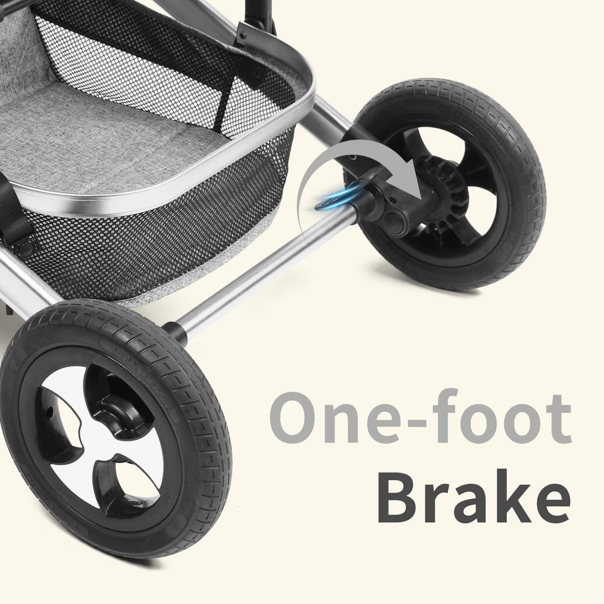 3-In-1 Convertible Baby Stroller with Big Seat and Adjustable Canopy, 24 Pounds, Light Grey